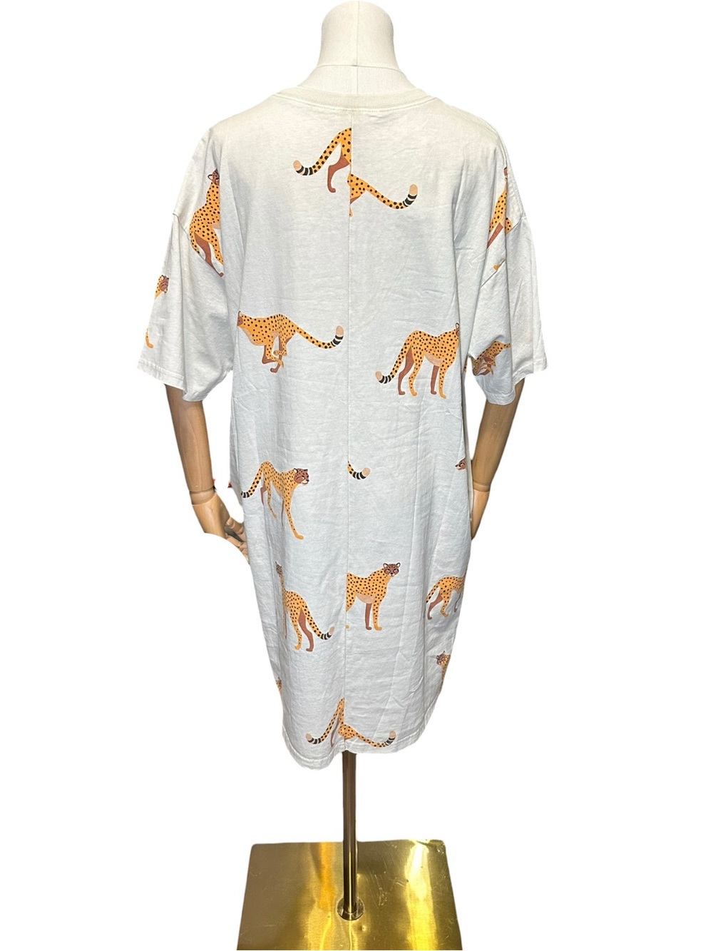 Easel Mineral Washed Cheetah Print T-Shirt Dress Pockets NWT - Picture 9 of 10